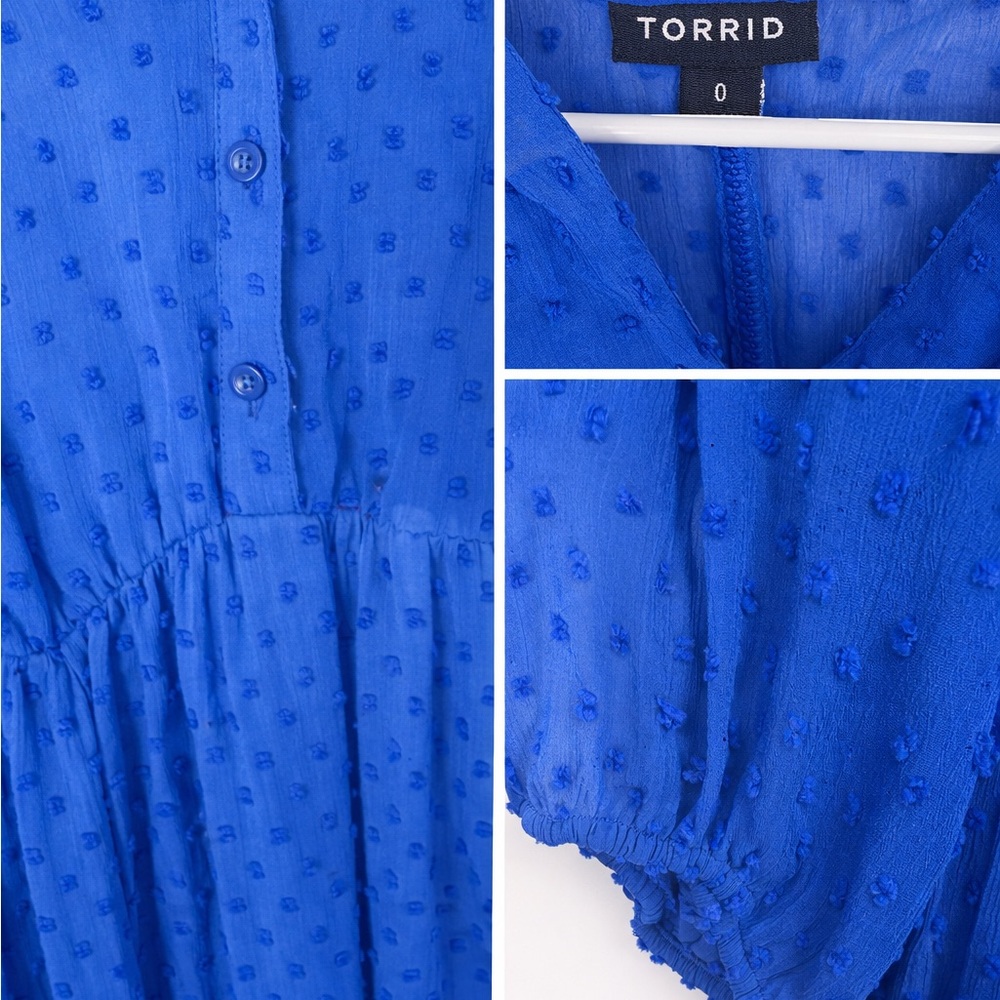 Blue Long Sleeve Tiered Midi Dress - Picture 3 of 3